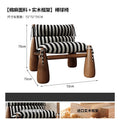 Solid wood designer baseball chair - striped fabric accent chair for living room - premium single sofa chair
