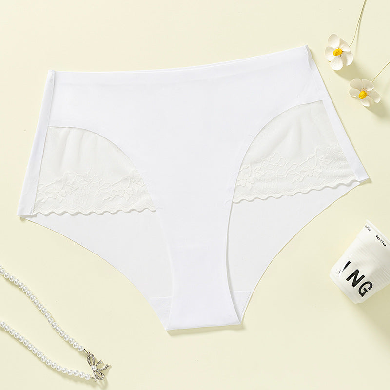 Wholesale high-waisted seamless plus size panties: comfortable, breathable, lace-trimmed, adhesive, extra large, high-stretch, seamless briefs