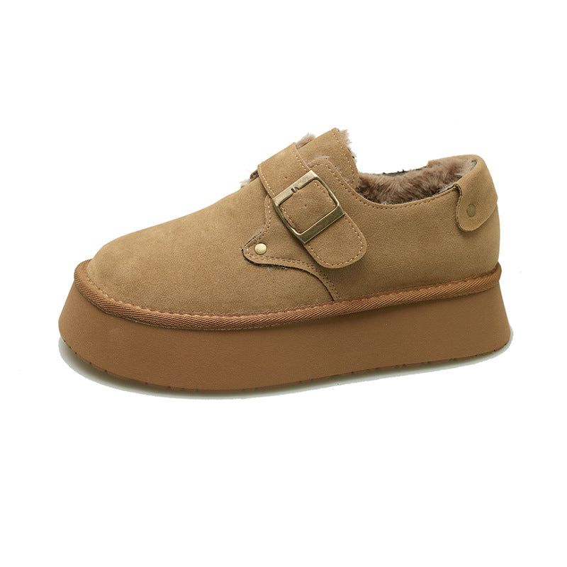 Thick solefleece-lined bean birkenstock shoes women's 2025new arrival autumn winter maomao loafers birkenstock cotton shoes snow boots