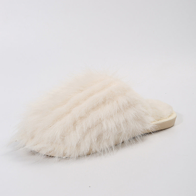 Thick sole fur slippers for women 2024winternew arrivalpopular high-looking toe-cap stain-resistant outwear cotton slippers cross-border carefully selected