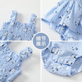 Ins summer clothing newborn baby sleeveless suspender khaki style small floral thin baby girl bag butt skirt one-piece