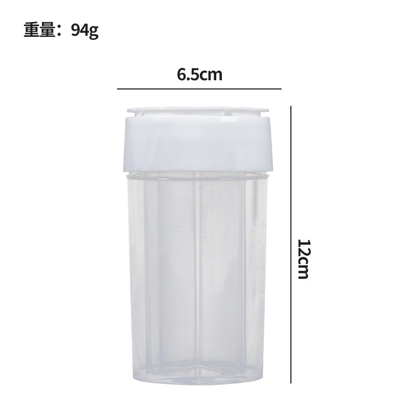 Four-in-one seasoning bottle kitchen sealed transparent flip-top multi-compartment for home seasoning jar portable outdoor barbecue storage box