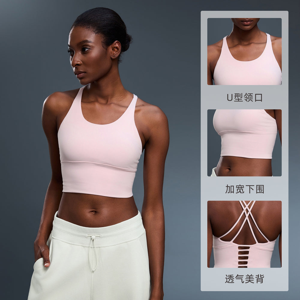 New sports bra - shockproof, sexy open-back, thin strappy tank top - women's yoga bra d19095