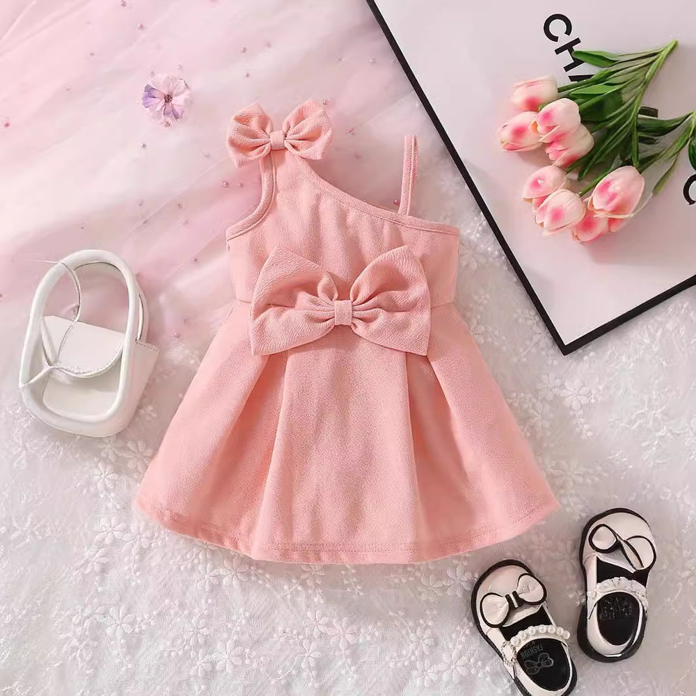 summer new girls' dress - baby girl's suspender bowknot cute dress - princess dress