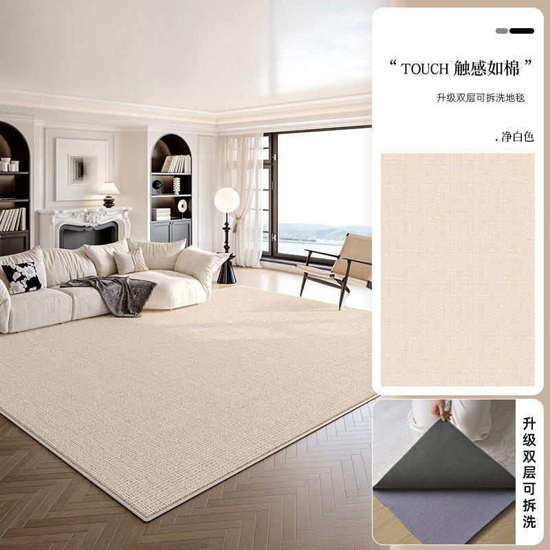 Machine washable carpet new arrival living room double layer detachable washable pure color sofa bedroom chenille for home floor mat