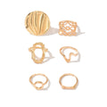 Geometric ring set wholesale - cross-border fashion jewelry for women - hollow metal, polished finish, unique & high-end, stackable rings