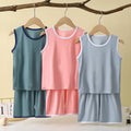 Kids' tank top set - lightweight modal loungewear for boys - sleeveless air conditioning suit - baby ice silk pajamas - summer boys' outfit
