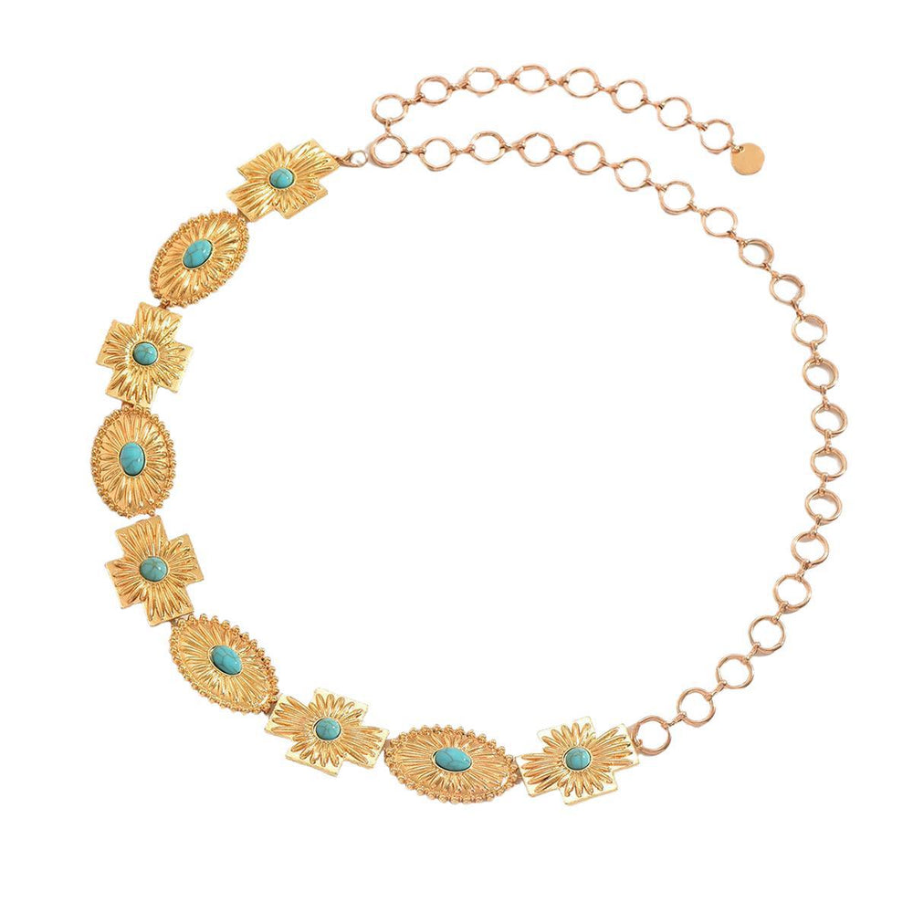 Bohemian waist chain wholesale - cross-border hot seller - faux turquoise belt accessories - light luxury high-end jewelry - women's body chain
