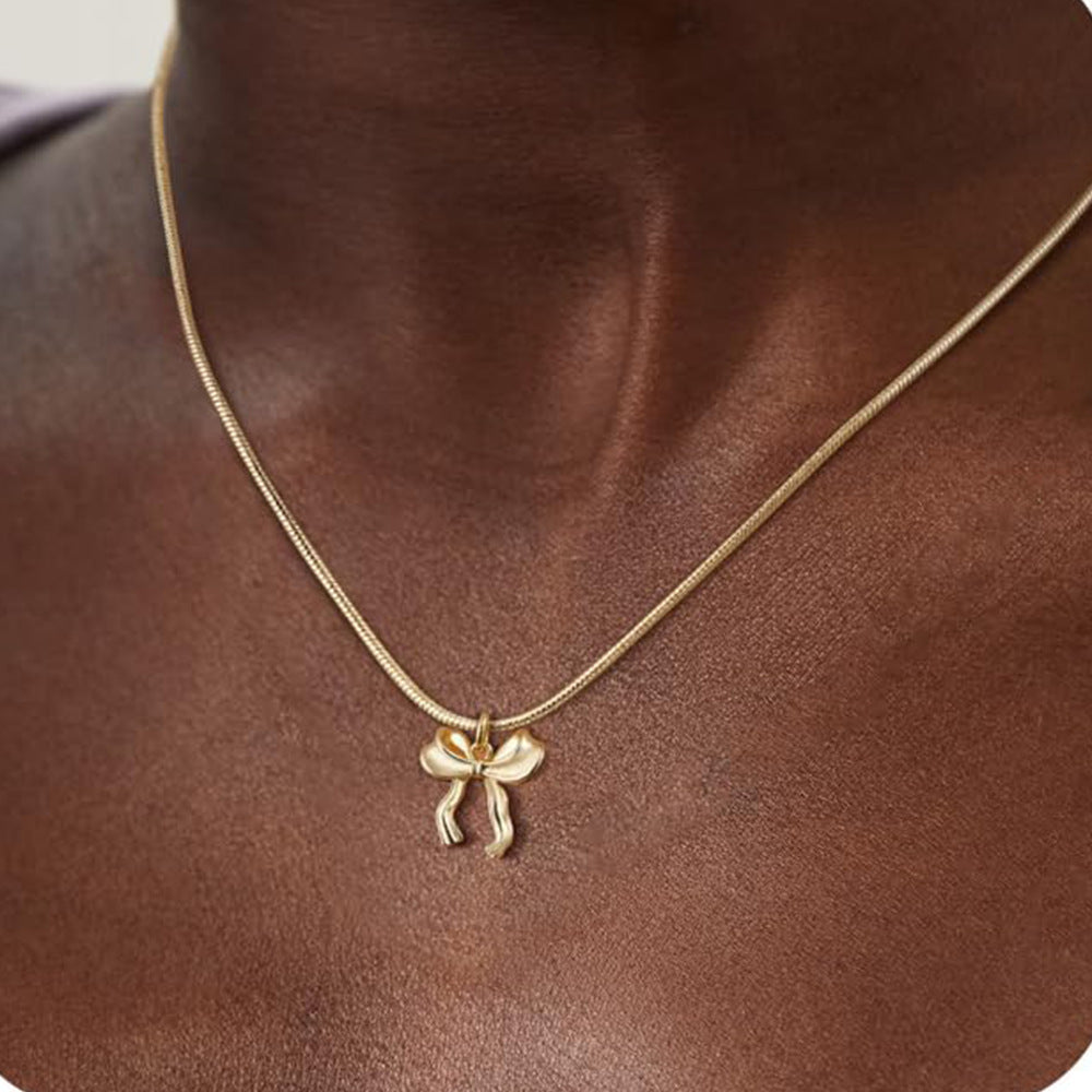 European and american new arrival: high-end bowknot necklace - women's fashionable, minimalist, and unique gold clavicle chain - stylish and versatile necklace
