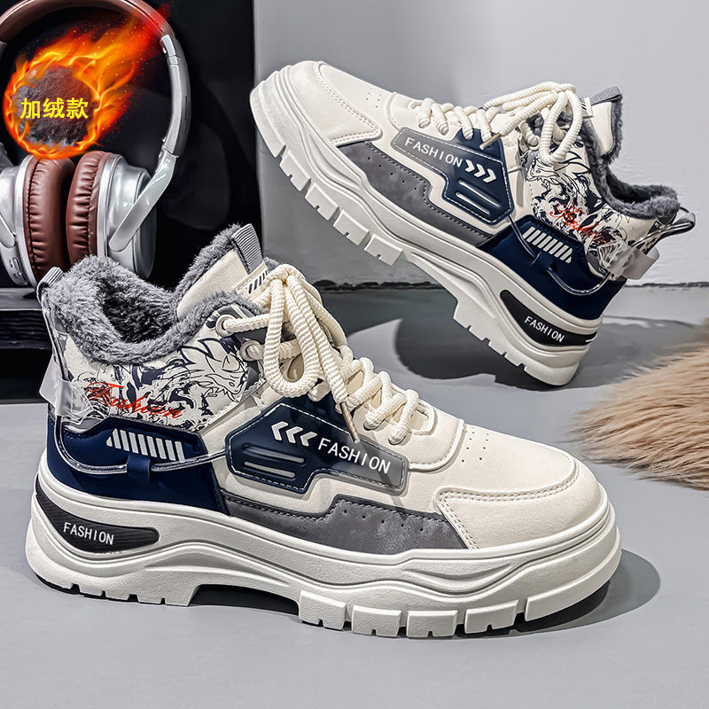 High-top men's shoes winternew arrivalfleece-linedheattech cold-resistant cotton shoes leather men's outdoor non-slipwaterproofworkwear boots