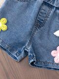 cross-border e-commerce girls' cute tank top print + denim shorts autumn outfit