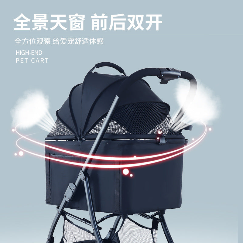 Pet stroller for cats and dogs - foldable, lightweight, and portable for small pets