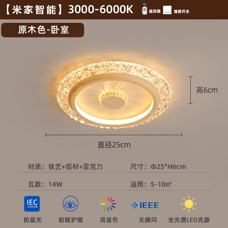 [Strict Selection] Aisle Light Ceiling Light Medium Antique Retro Wood Color Creative Imitation Crystal Lamps Modern Simple Light Luxury