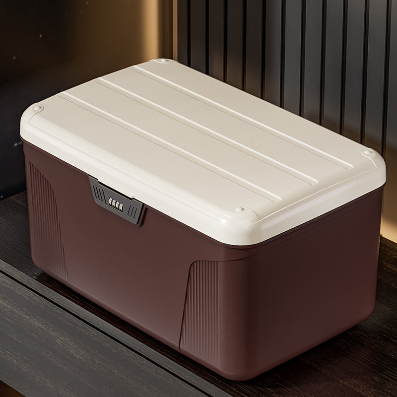 Locked storage box for household valuables, file storage, password box, large-capacity car-mounted household plastic finishing box