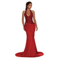 C7642 cross-border   fashion women's elegant sexy halter backless evening dress