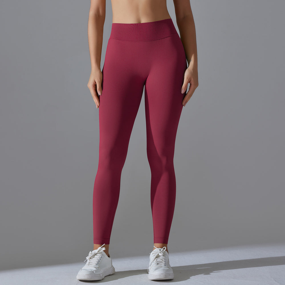 fashion seamless knittingpure colorv waist tight high elastic butt lifting yoga clothes sports running fitness yoga pants