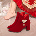 Winter wedding shoes for women 2023new arrival xiuhe wedding dress two-wear thick heel wedding shoes bridal shoes high heels not tiring feet