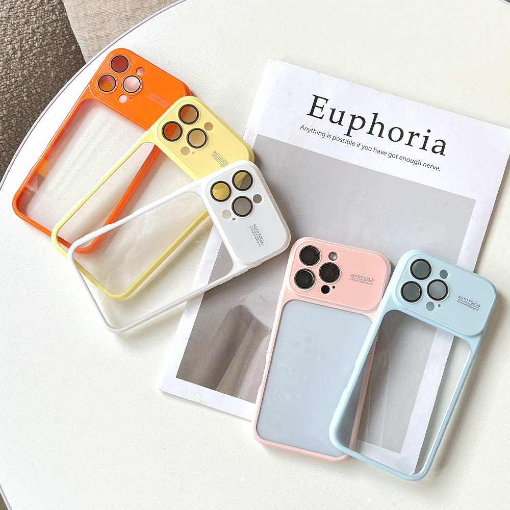 Macaron fresh large window minimalist integrated lens frame refreshing apple 18 phone case ip17 hard case 16