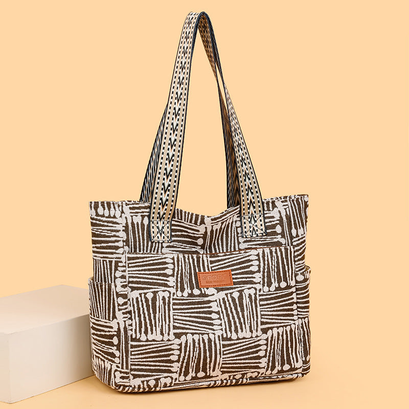 Niche styleeasiest for matchcasualstripes bag for women 2025new arrivalretrofashion large capacity shoulder bag work clothingtote bag