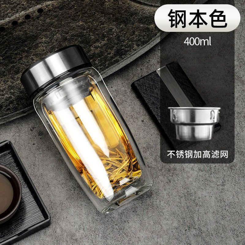 One-click open lid tea separation cup car quick opening cup tea cup glass water cup custom gift box gift cup