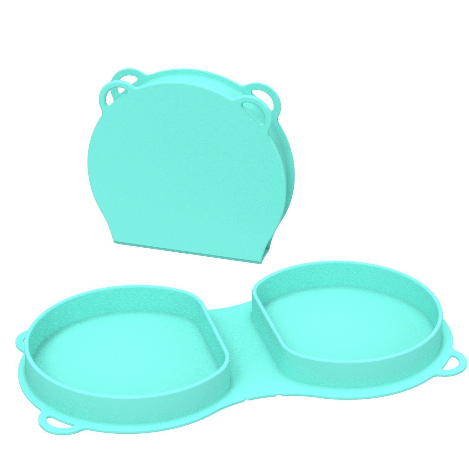 New baby silicone foldable plate bowl children's meal tray with fork and spoon outdoor travel children's silicone lunch box