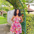 European and american style cross-border e-commerce women's fashion  casual knotted front printed dress african women's sexy dress