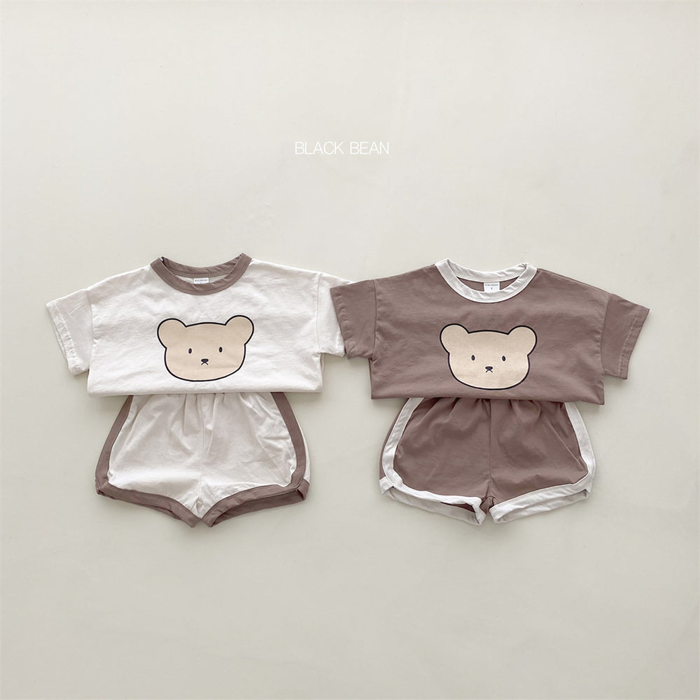 Summer korean style baby outfit set for 0-4 years old, ins-inspired loungewear for boys and girls, pure cotton breathable two-piece set