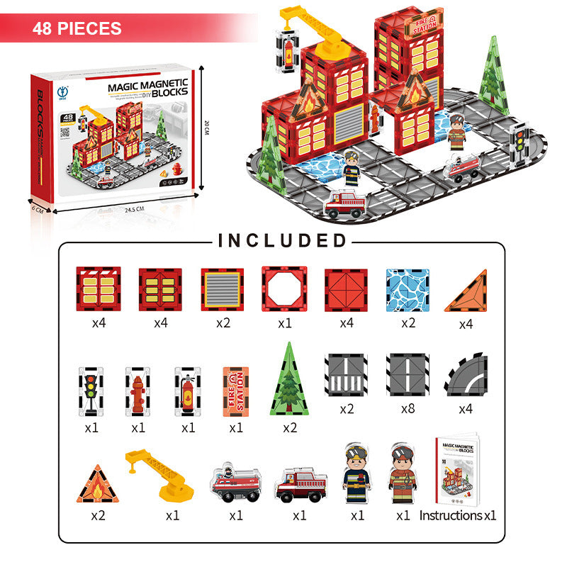 Kids educational diy painted diamond pattern magnetic track building blocks baby puzzle puzzle magnetic sheet square castle toy