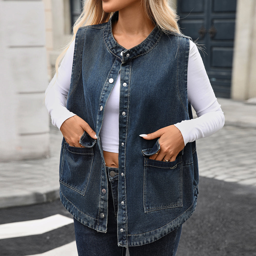 Fashion cross-border foreign trade  new arrival washed casualeasiest for matchslimming lookloose denim outweartops women's fashion