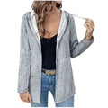 fashion cross-border women's spring fall and winterloose zipper long sleeves hooded tops casual cardiganoutwear