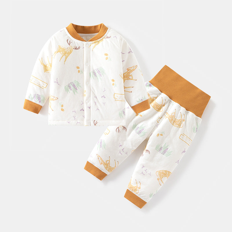 Babylon baby quilted intimatessuitkidsfall and winter bottom split autumn clothes thin cotton high waist belly protection autumn