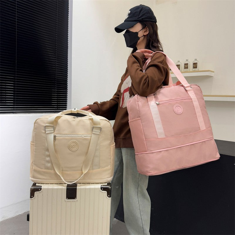 New expandable fitness bag, light luggage storage bag for short trips, large capacity cover, tie rod fashion travel bag.