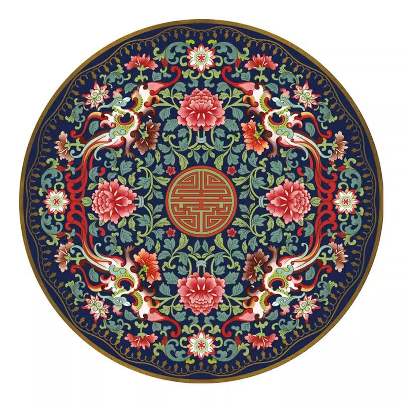 Carpet round new chinoiserie chinese style study chair floor mat computer study table foot mat gaming chair bedroom bedside