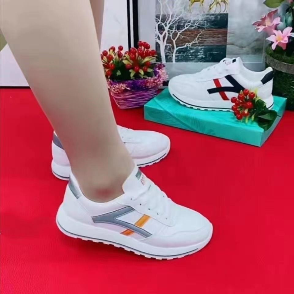 Women's shoesfall and winter german training white shoeseasiest for matchniche style thin sole sports student board shoes women's forrest gump casual board shoes