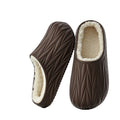 Classy pleated cotton slippers for men, home and outdoor wear, fleece-linedheattechstuffedretro cotton slippers, toe-cap half slippers for winter