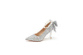 Xiuhe wedding dress bridal crystal sequin coming of age pearl chain bows women's high heels wedding shoes
