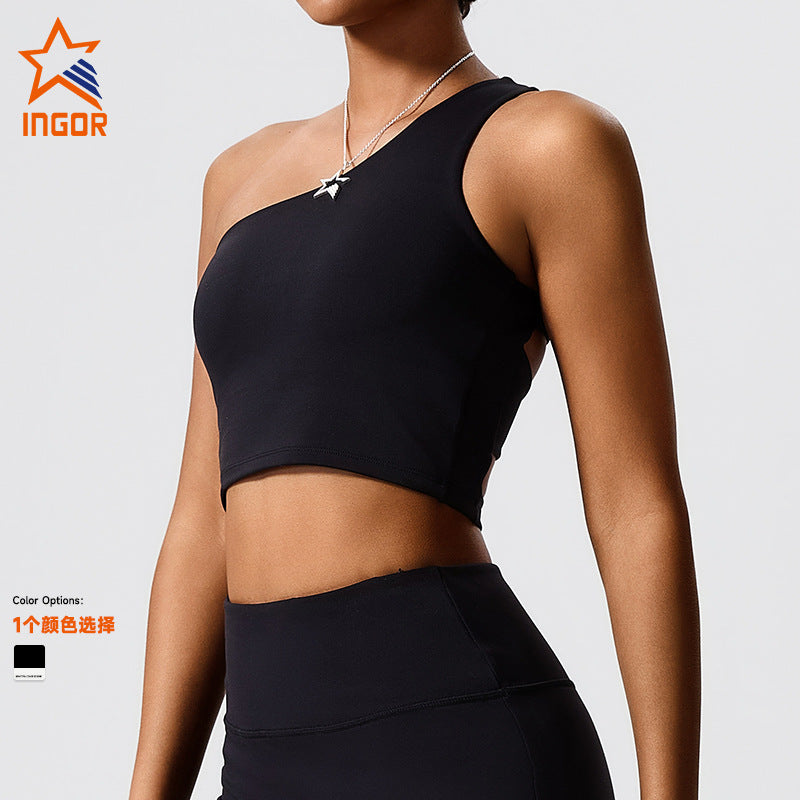 Eco-friendly recycled polyester yoga top with built-in bra pads - sports tank top for summer running, workout, and fitness