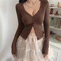 fashion pure desire sexy v-neck long sleeves t-shirt women's autumn winter silm tight inner slimming look bottom shirt