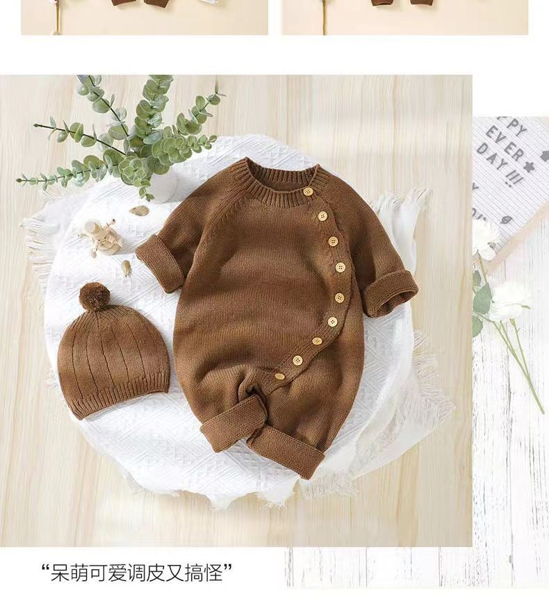 Baby knitting onesie fall and winternewborn baby boy and girl sweater cute heattech romper 016