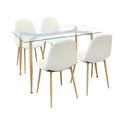Modern minimalist clear glass dining table and chair set for home - compact, cross-border furniture set for small spaces