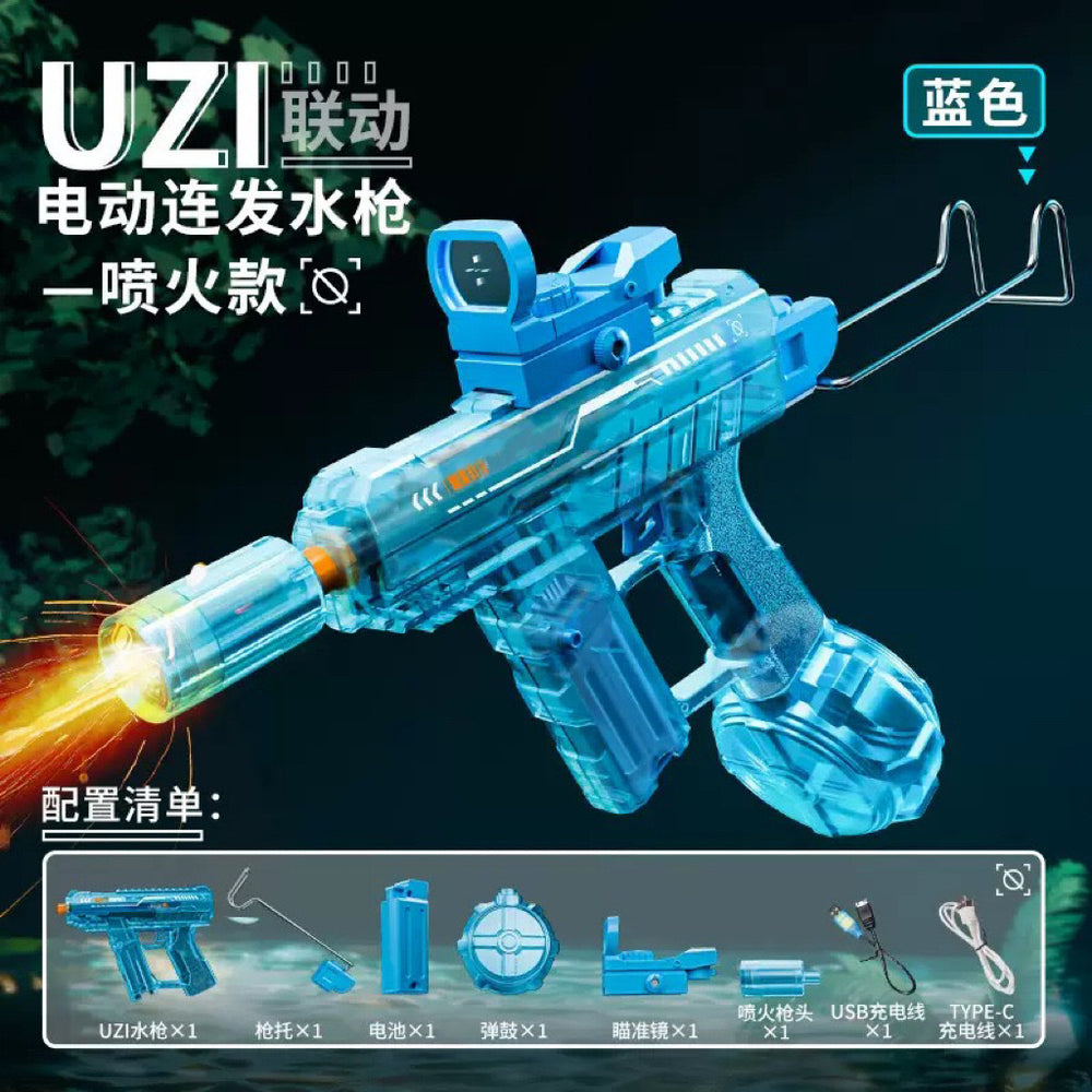 uzi uzi electric burst water gun fire flash linkage reloading large capacity water gun kids toys