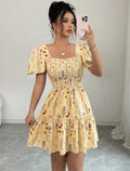 new european and american style women's floral print ruched sleeveless v-neck cinched waist backless maxi dress - perfect for vacation