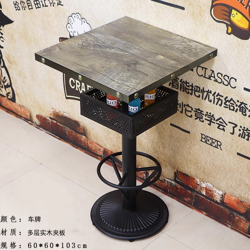 Bar clear bar ktv cafe high table and chair combination retro bar stool industrial style bistro loose table