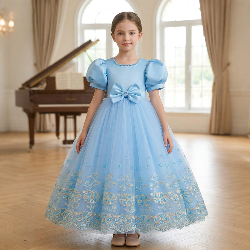 Flower girl wedding dress evening dress cross-border wedding female host retrogirldress lace clothing in stock wholesale