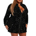 new european and american cross-border  direct sales holiday party single-breasted fashion sequin long sleeve women's outerwear