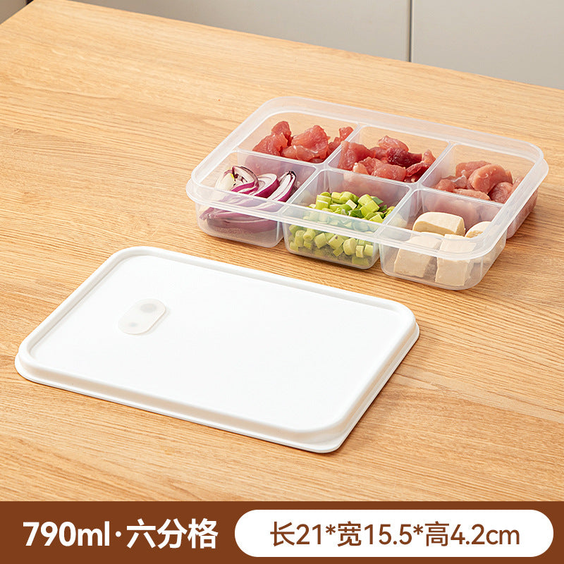 Kitchen, refrigerator, fresh-keeping storage box, sealed food preparation, transparent fresh-keeping box, food grade grid plastic freezer