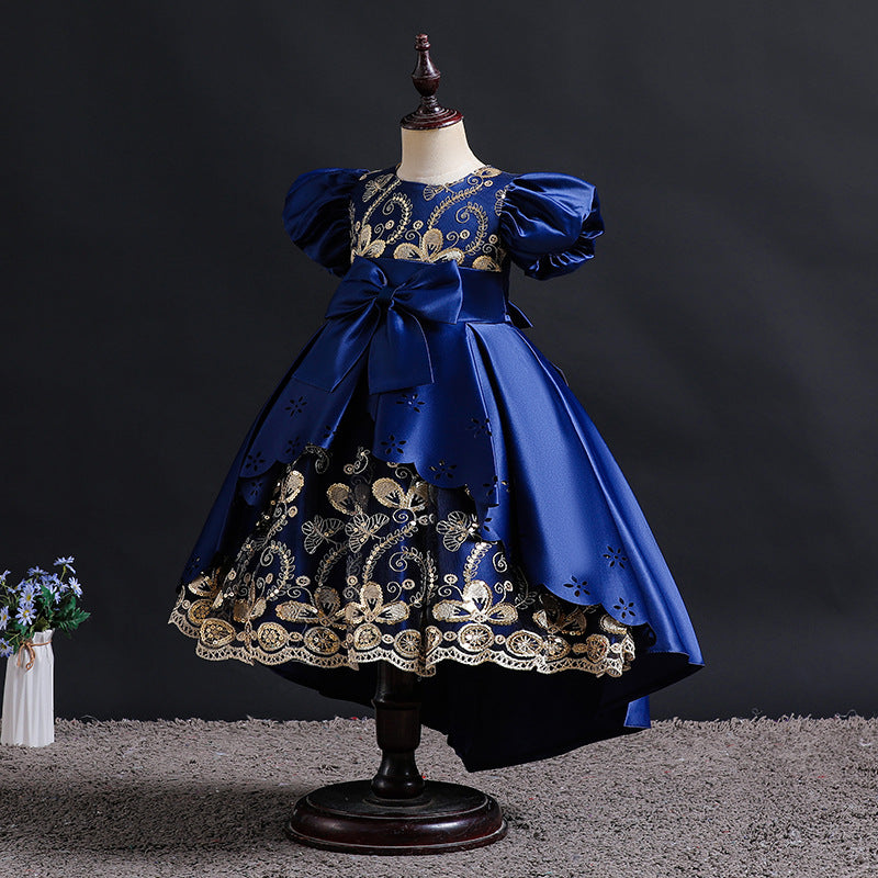 Amazon children's clothing kids' formal dress embroidered sequin princess dress girls' stylish birthday party puff sleeve dress
