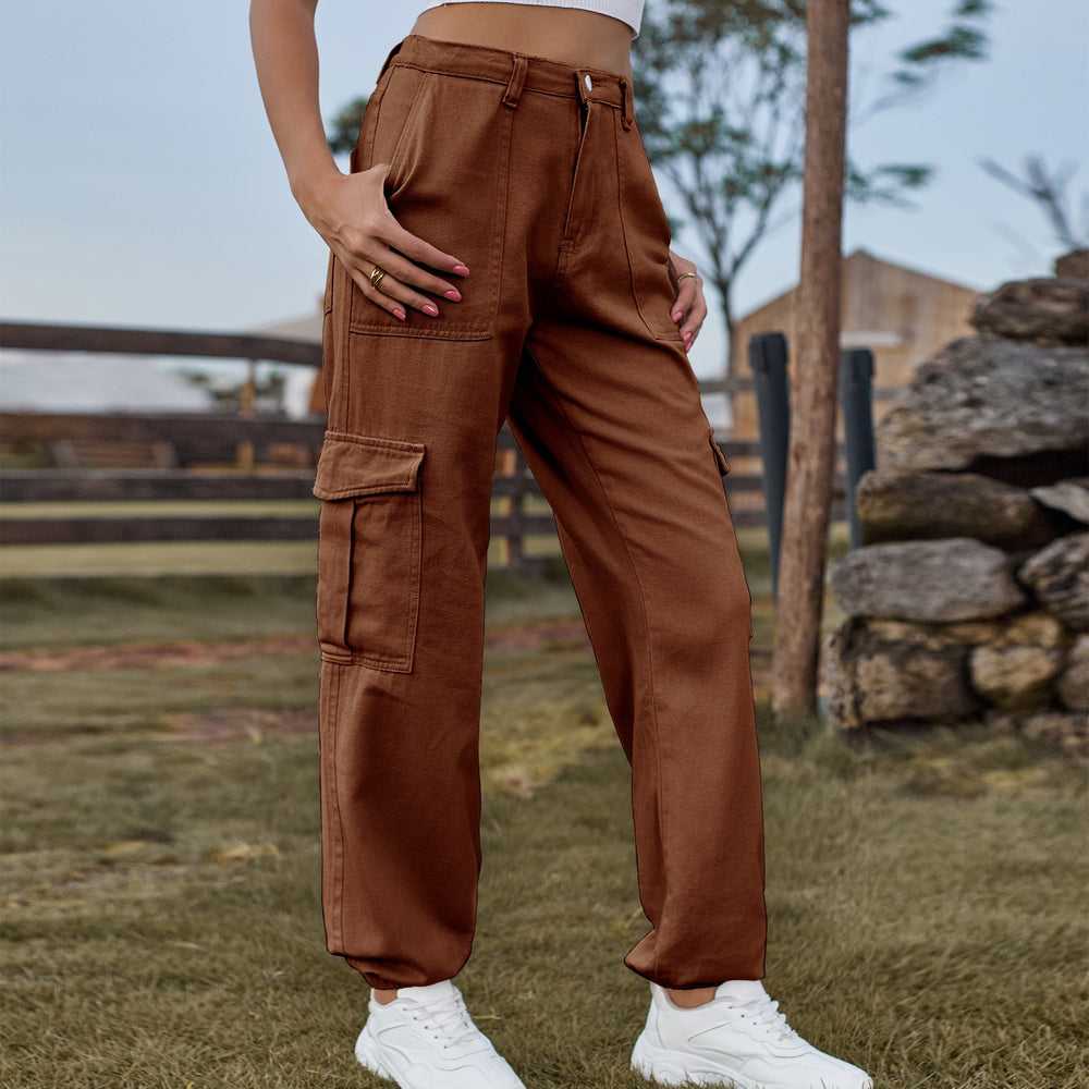Insfashion cross-border  new arrival denim semi-elastic design stylisheasiest for matchworkwear pants  women's fashion