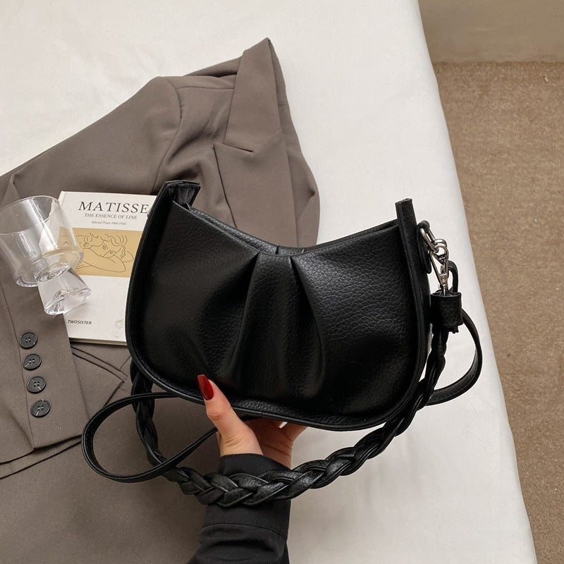 Foreign order this year's popular bag women's 2025 new fashion and casual versatile shoulder underarm bag pleated messenger bag