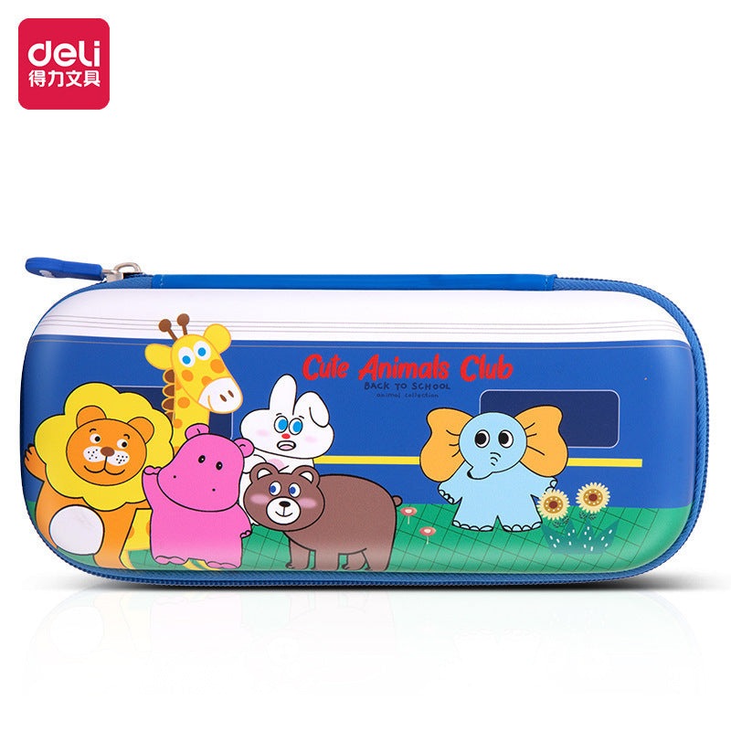 Deli EVA pencil case 3D cartoon robot large capacity pencil case girl stationery case boy girl pencil case